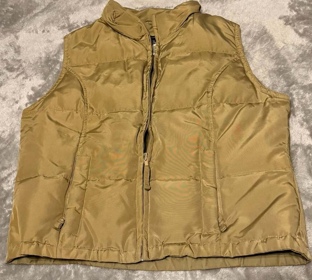 Brandon Thomas Puffer Vest Size S Khaki Nylon Down Fill